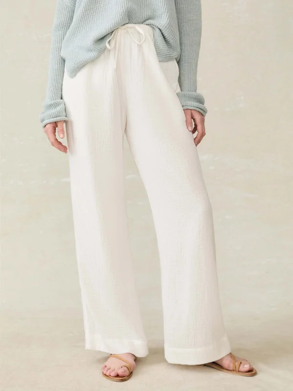 Laidback Gauze Pant - White Relaxed High-Waist Trousers