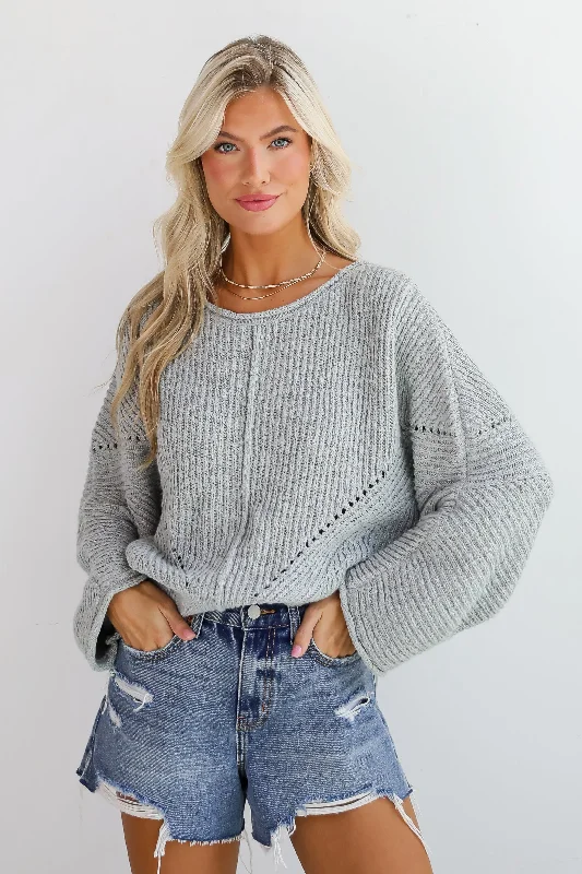 FINAL SALE - Coveted Essence Light Grey Sweater Hooded Sweater Collared Sweater Shawl Collar