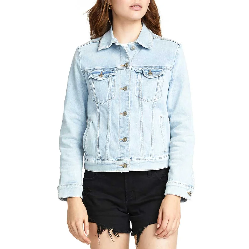Silver Jeans Women's Boxy Crop Jean Jacket Satin Jacket Silk Jacket Chiffon Jacket