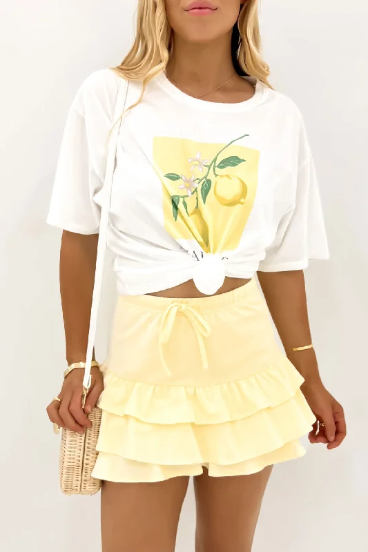 Nola Mini Skirt Yellow high slit skirt