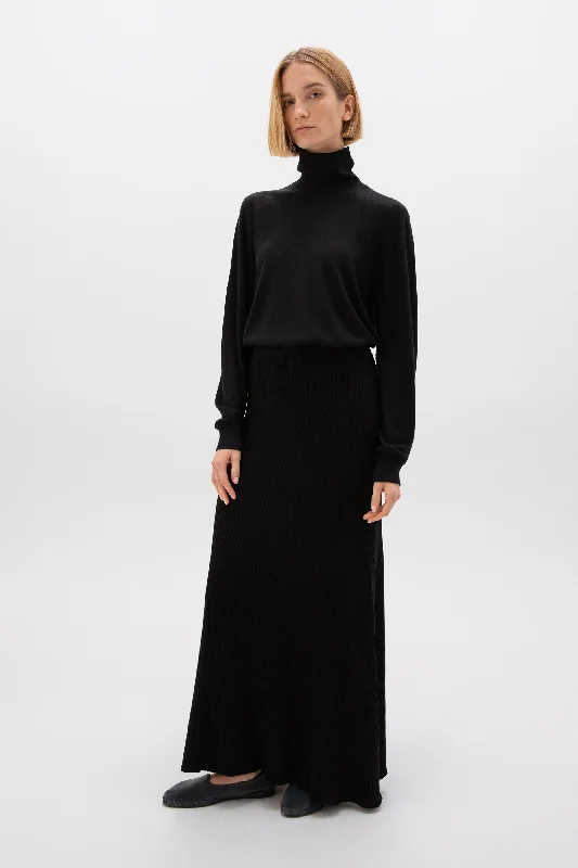 Ribbed Cashmere Skirt lace skirt feminine