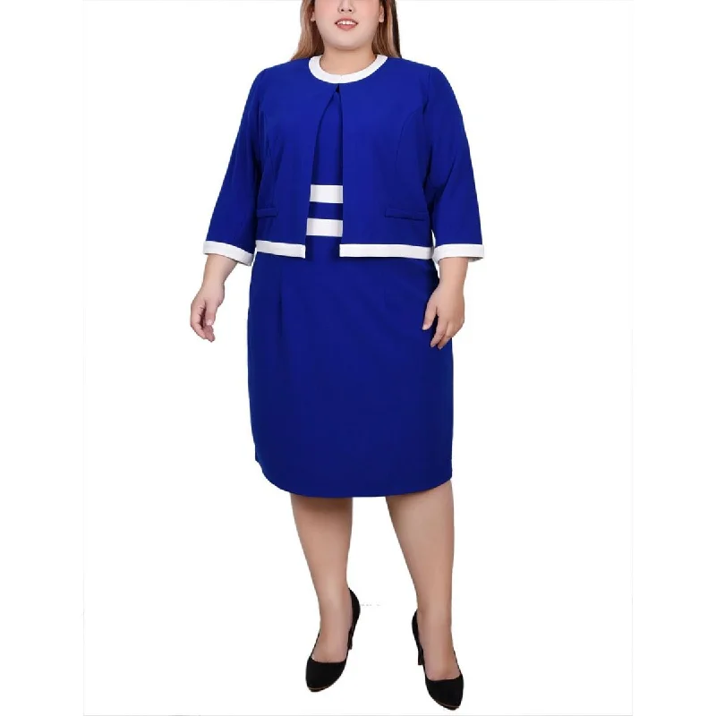 NY Collection Womens Plus Shoulder Pads Jacket Double-Breasted Suit Zip Front Button Front Snap Front NY Collection Womens Plus Shoulder Pads Jacket Double-Breasted Suit Zip Front Button Front Snap Front