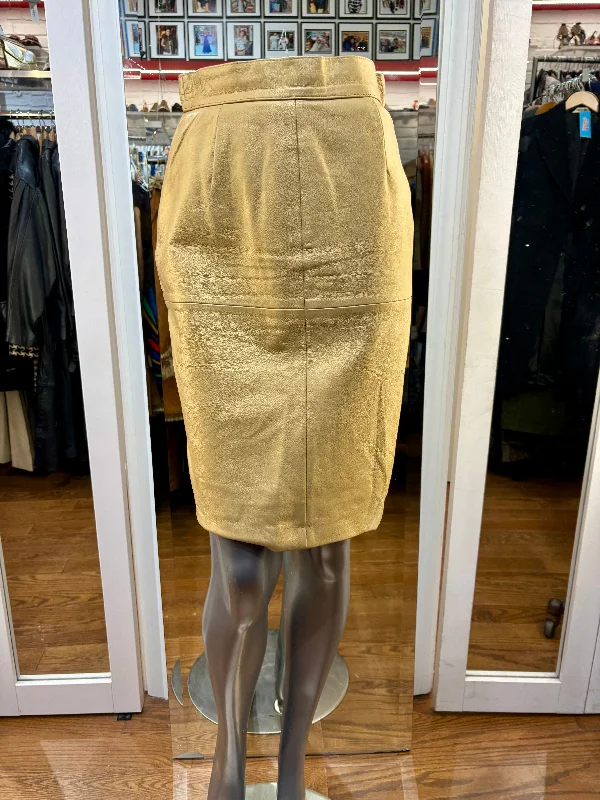 90’s Metal Gold Pencil Leather Skirt By Apart Impressions modal blend skirt