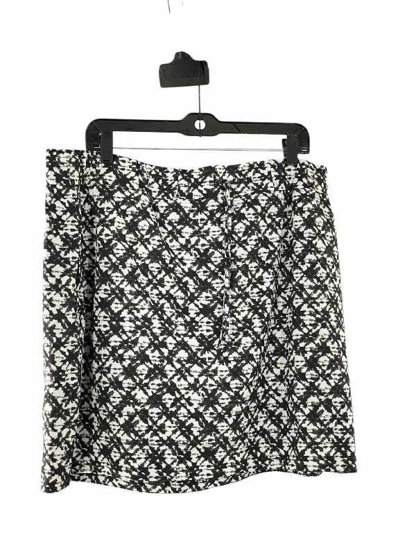 J. Jill Size XL White Black Print Skirt chiffon skirt airy