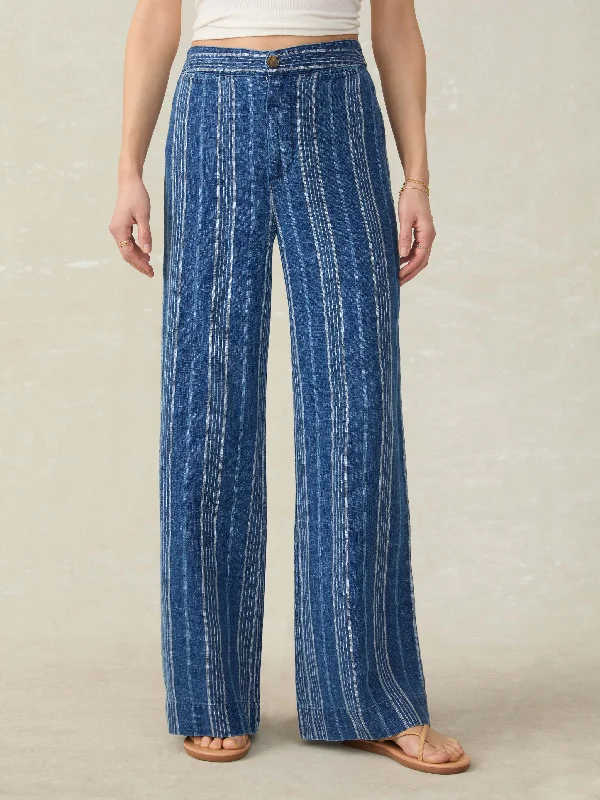 Sun Strider Linen Pant - Dockside Stripe Elegant Trouser Pants