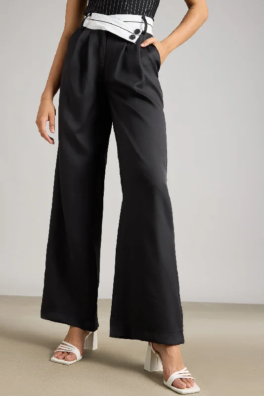Colour Block High Waist Korean Pants Formal Dress Pants
