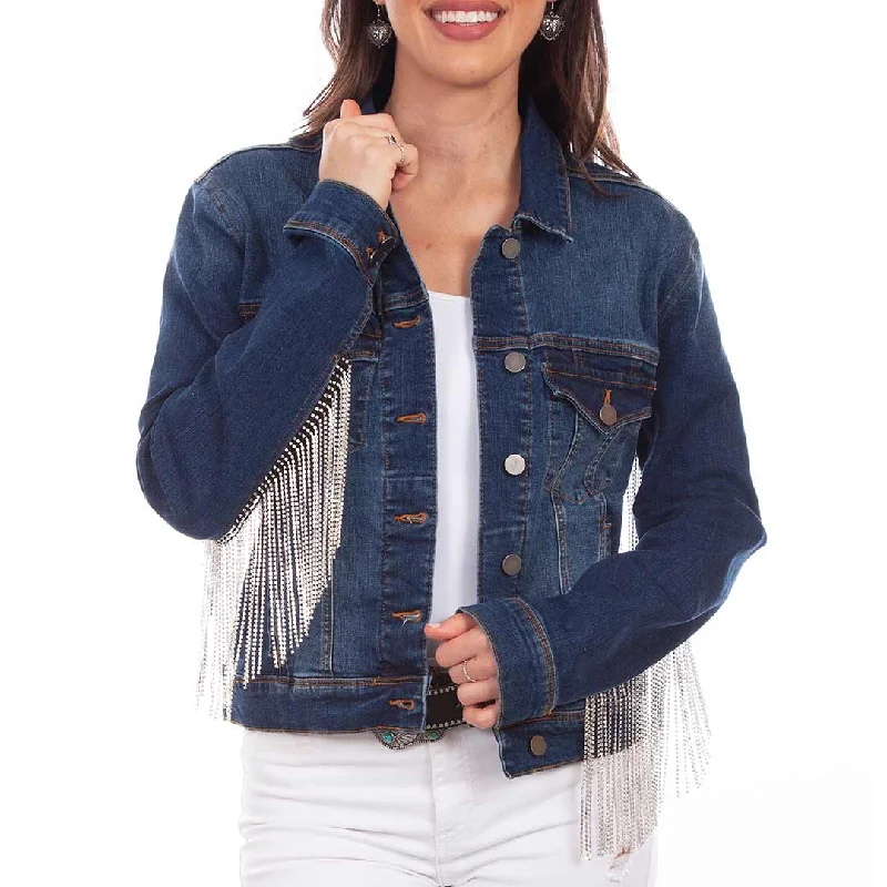Scully Women's Rhinestone Fringe Jean Jacket Faux Fur Jacket Real Fur Jacket Shearling Jacket Scully Women's Rhinestone Fringe Jean Jacket Faux Fur Jacket Real Fur Jacket Shearling Jacket
