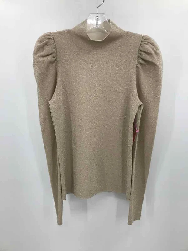 Pre-Owned Alice + Olivia Gold Size Large Sweater Solid Print Embellished