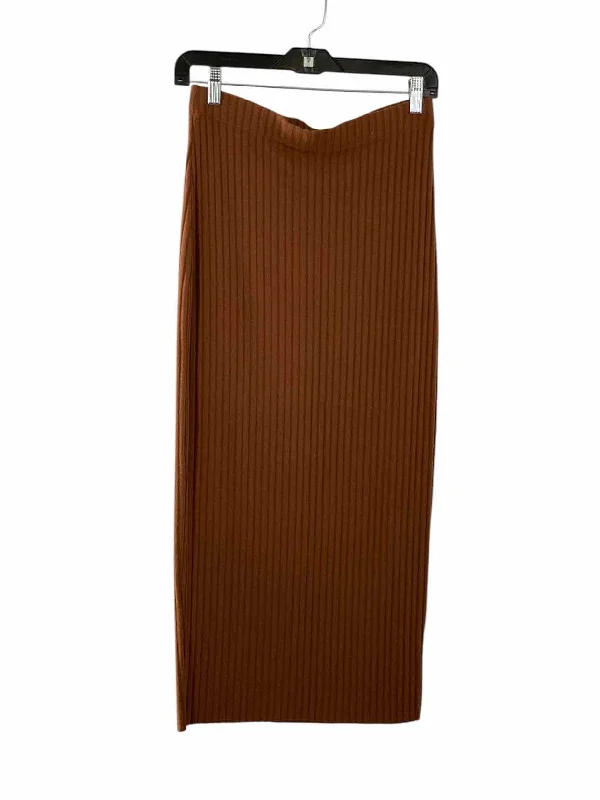 Enza Costa Size M Brown ribbed Skirt wool skirt warm