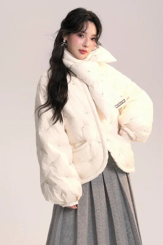 Floral Straight White Down Jacket AOO0042 Embroidered Jacket Appliqued Jacket Beaded Jacket Floral Straight White Down Jacket AOO0042 Embroidered Jacket Appliqued Jacket Beaded Jacket