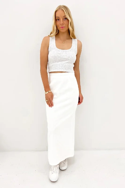 Zelinda Midi Skirt White linen skirt breathable