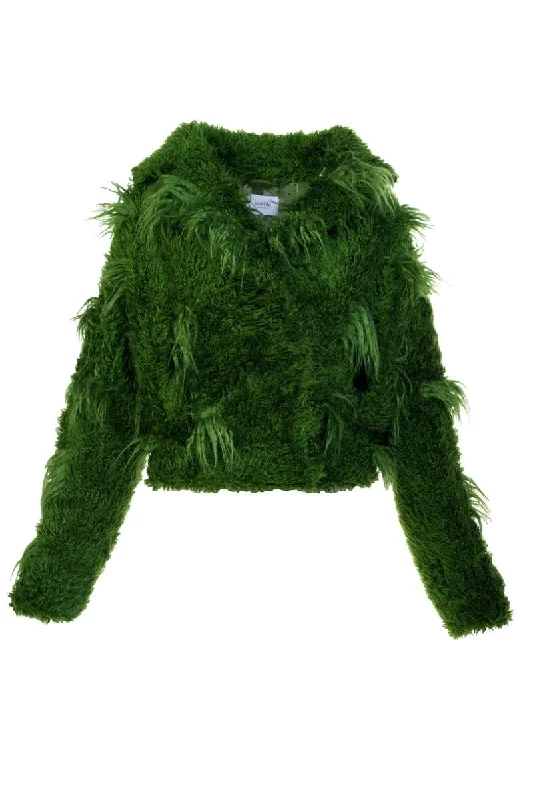 GREEN LLAMA FAUX FUR JACKET Fleece Jacket Down Jacket Feather Jacket