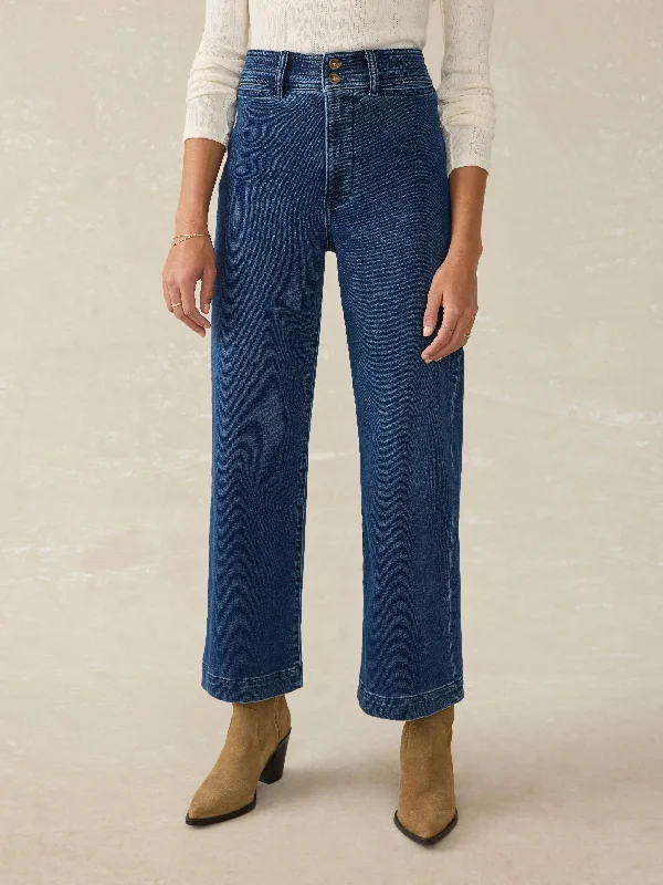 Stretch Terry Harbor Ankle Pant - Creekstone Wash Relaxed Casual Leggings