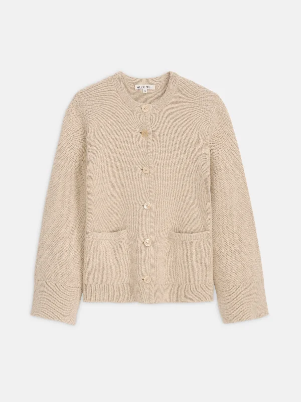 Provence Sweater Jacket In Cotton Cashmere Elasticated Padded Insulated