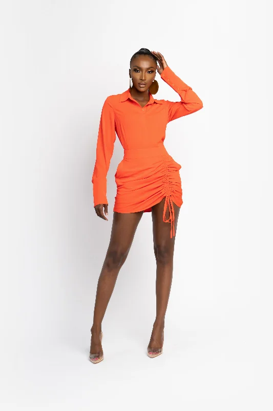 NEON ORANGE ESTA mini skirt midi skirt versatile