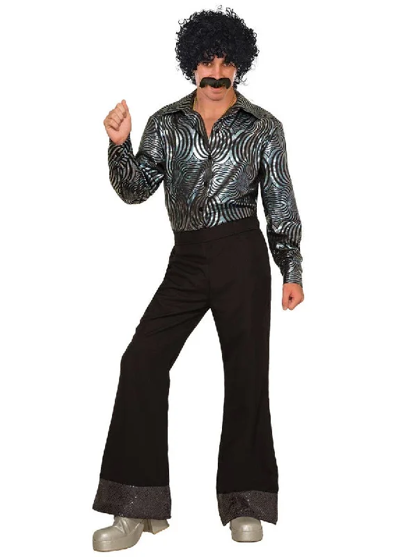 Disco Mens Flared Black 1970s Costume Pants Elegant Trouser Pants