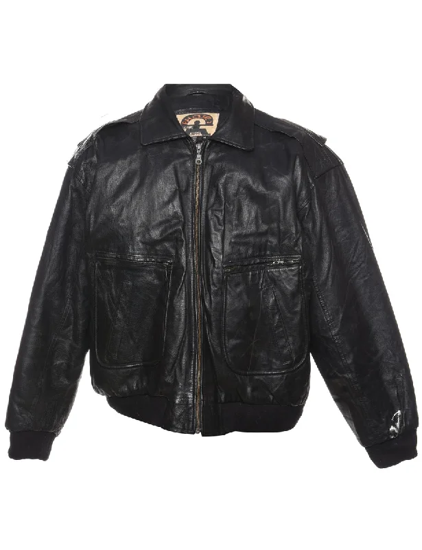 Black Classic Zip-Front Leather Jacket - XL Faux Fur Fabric Real Fur Fabric Shearling Fabric Black Classic Zip-Front Leather Jacket - XL Faux Fur Fabric Real Fur Fabric Shearling Fabric