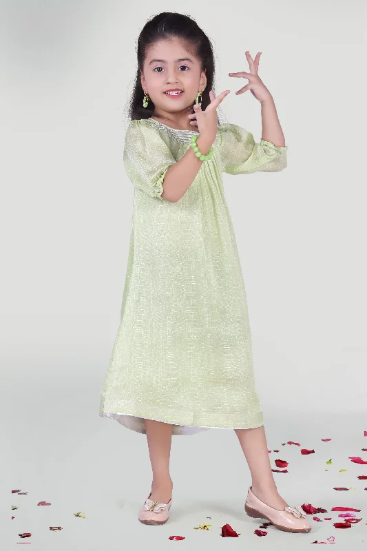 Girls Pastel Green Summer Party Dress For Girls Tunics Stylish elegant