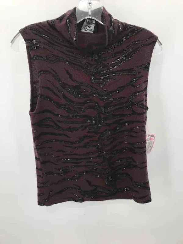 Pre-Owned Carmen Marc Valvo Purple Size Medium Printed Tank Sweater Boxy Sweater Fitted Sweater A-Line