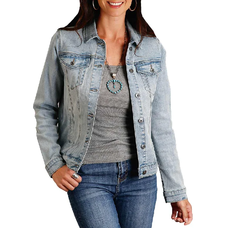 Stetson Women's Floral Embroidered Jean Jacket Trench Coat Raincoat Waterproof Jacket