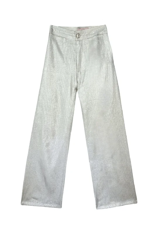 Buru x Tori Mellott Jester Pants - Silver Lamé Chic Checkered Pants