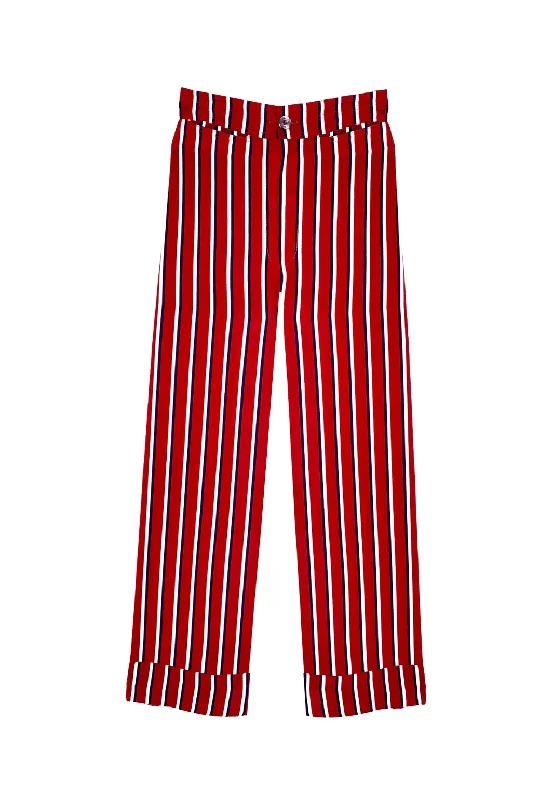 The Charlie Pant - Purple Pinstripe Trendy Printed Pants