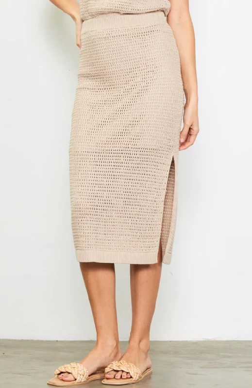 Jasmine Knit Side Slit Skirt denim skirt durable