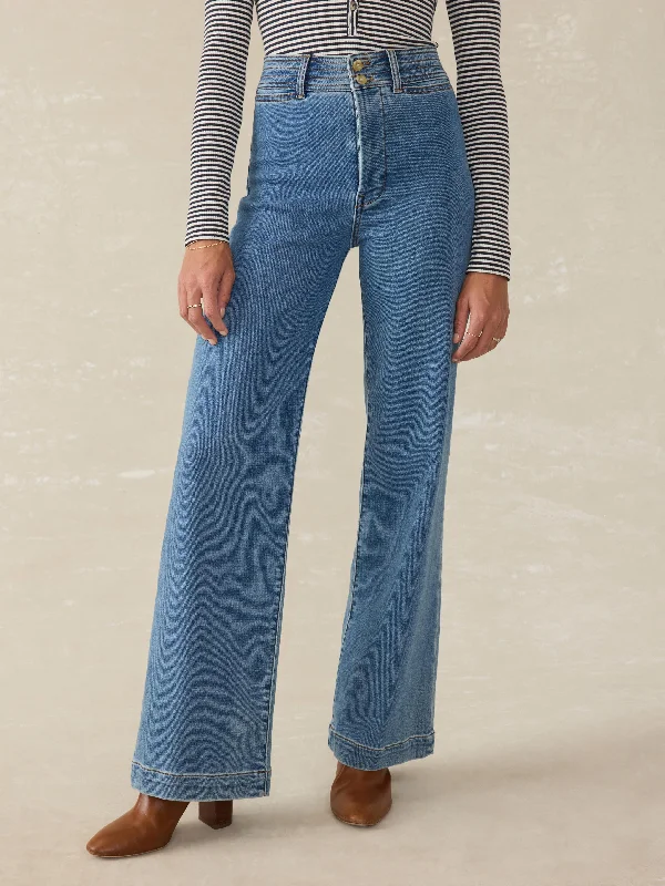 Stretch Terry Harbor Pant - Baylight Wash Stylish Paperbag Waist Pants