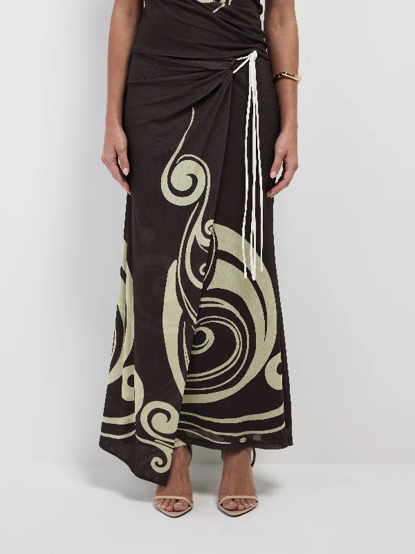 WAVE NOUVEAU MIDI SKIRT velvet skirt rich