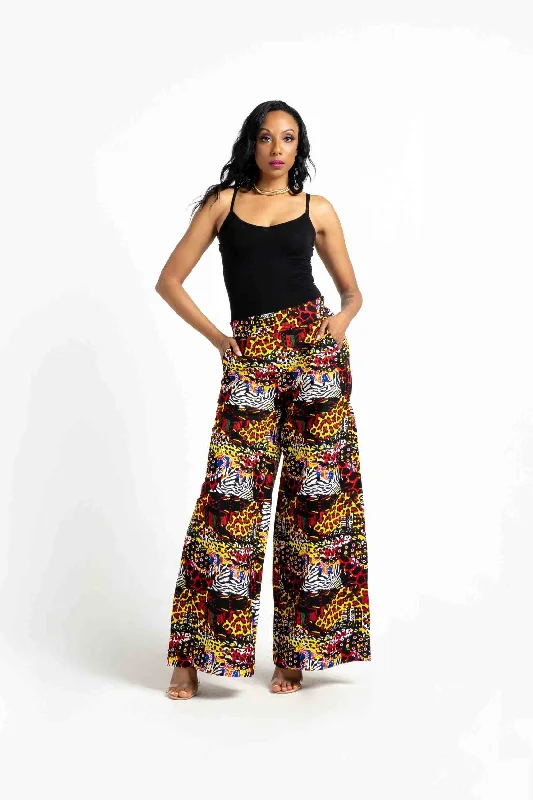 REBECCA African Print Women's Pant Lightweight Linen Pants
