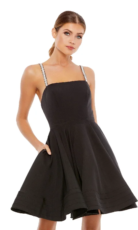 Short Black A-Line Fancy Party Dress 49106 Pencil Length Work