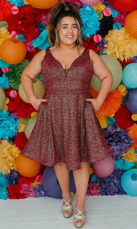 Sydney's Closet SC8120 - Glittered V-Neck Party Dress Tunics Handmade artisanal