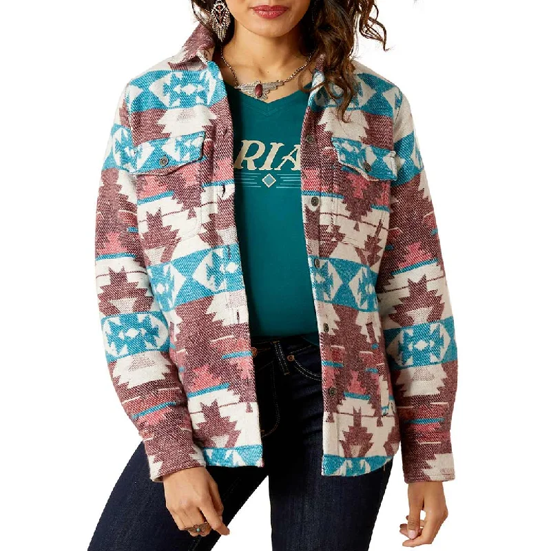Ariat Women's Aztec Shacket Shirt Jacket Print Jacket Jacquard Jacket Embroidered Jacket
