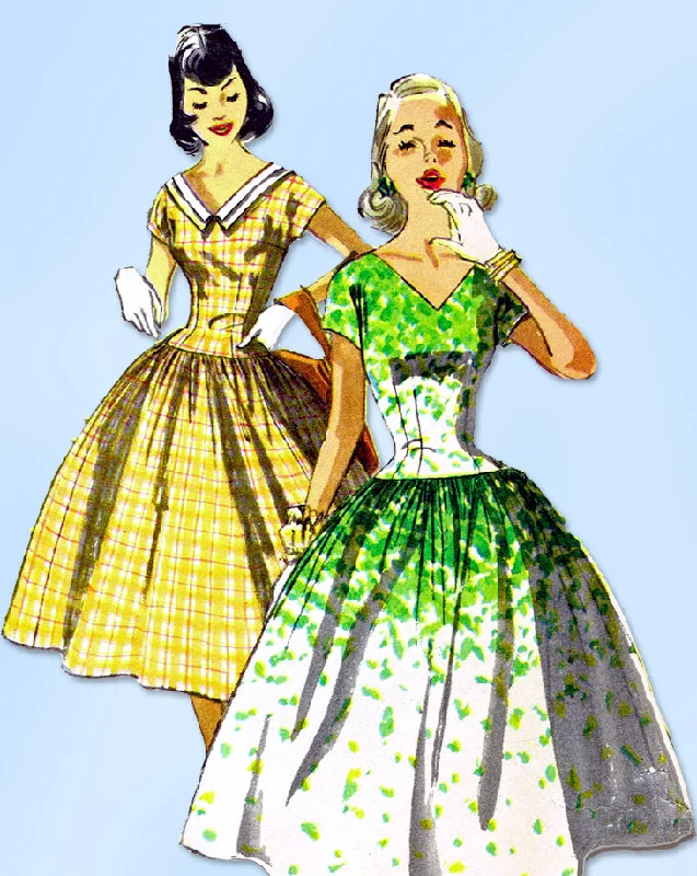 1950s Original Vintage Simplicity Pattern 1195 Easy Misses Party Dress Size 30 B Tunics Top Casual