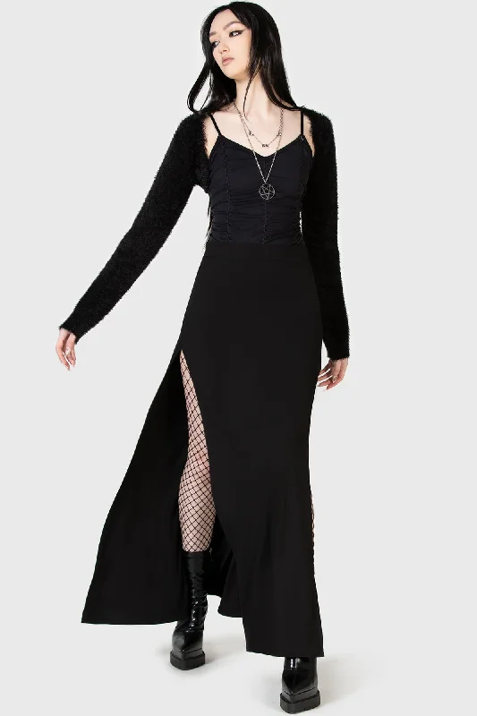 Nocturnal Shade Maxi Skirt leather skirt modern