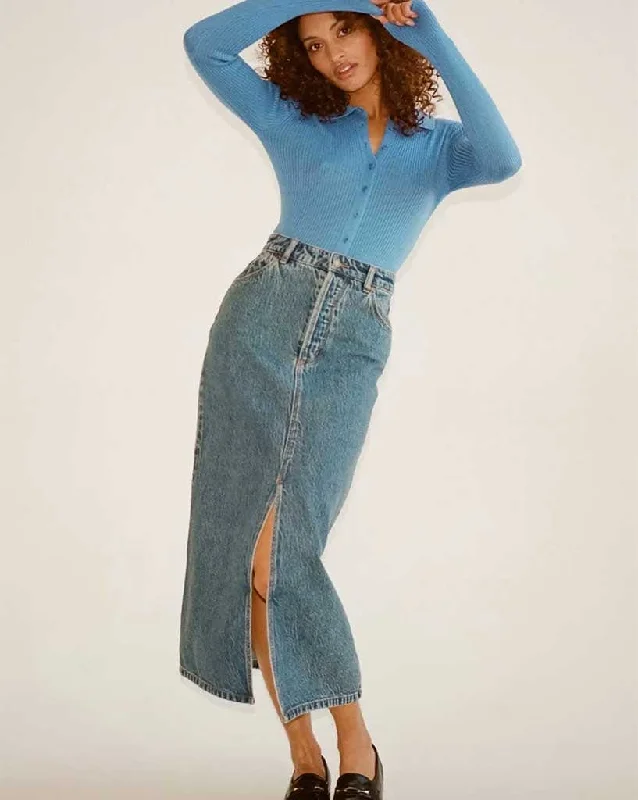 Chicago Skirt Lyocell Blue linen skirt relaxed