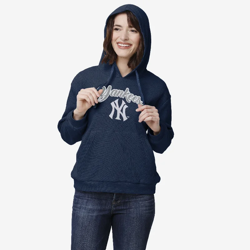 New York Yankees Womens Waffle Lounge Sweater Cotton Fabric Linen Fabric Terry Fabric