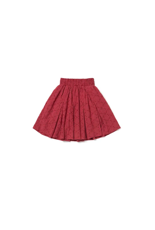 SAMPLE - Smocked MINI Skirt - Crimson Eyelet lace skirt delicate