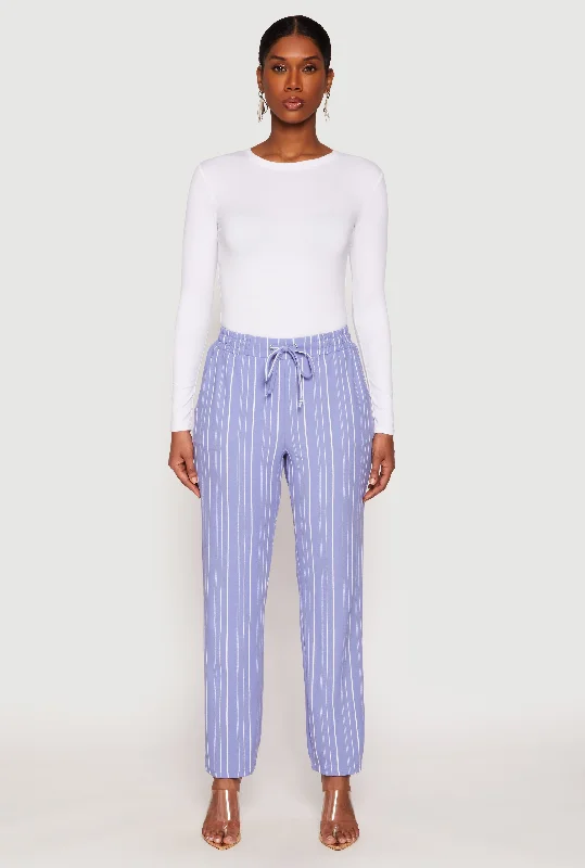 Drawstring Striped Dress Pants Elegant Trouser Pants