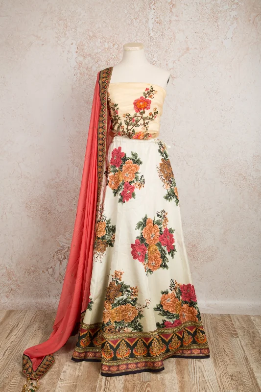 Printed choli & skirt R8_1420 cashmere skirt plush
