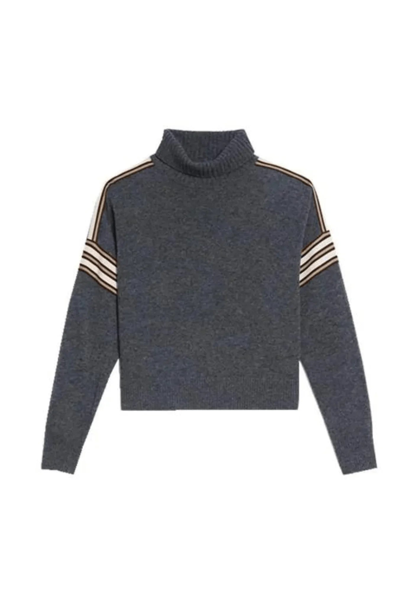 ANTHRACITE STRIPED TURTLENECK SWEATER Silk Blend Satin Velvet