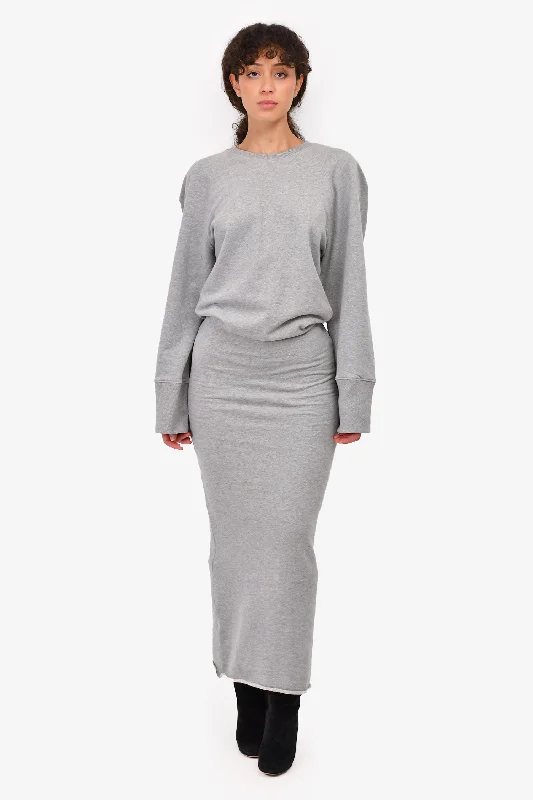 Grlfrnd Grey Maxi Sweater Dress Size XXS Lace Blend Ribbed Blend Corduroy Blend