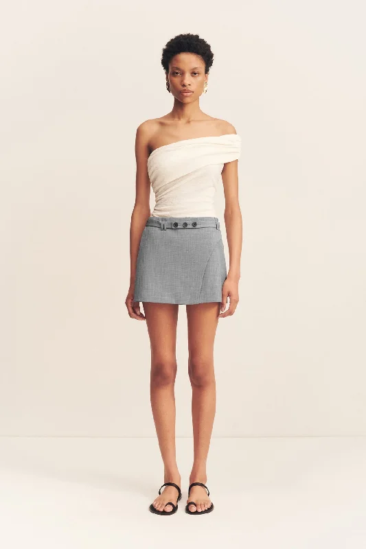 ASHER MINI SKIRT - SMOKE GREY tiered skirt playful