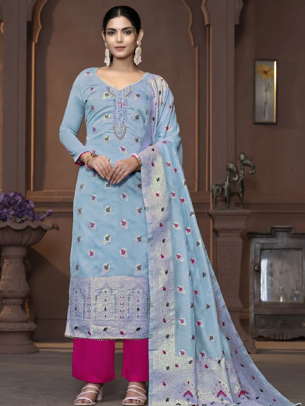 Blue Party Wear Readymade Pant Suit With Wevon Designer Hand Work Cozy Maternity Pants