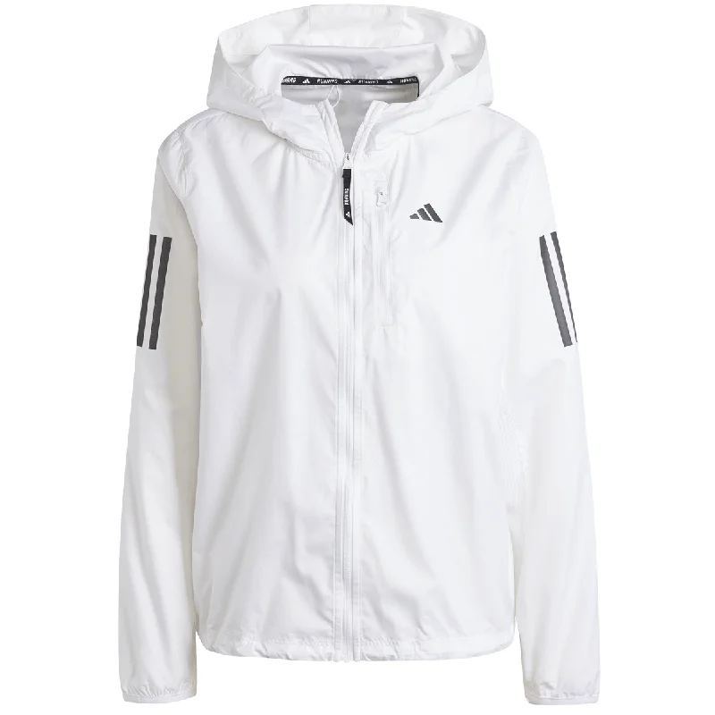 adidas Own The Run Jacket - Womens - White Zip Front Button Front Snap Front
