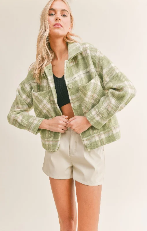 Sadie And Sage Hot Matcha Plaid Jacket Wool Jacket Cashmere Jacket Tweed Jacket