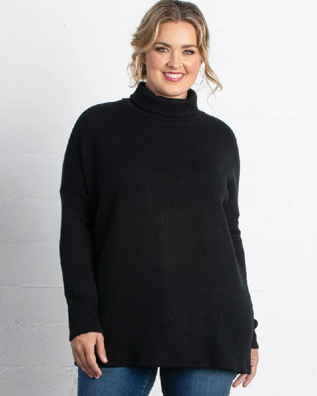 Paris Turtleneck Tunic Sweater Satin Blend Silk Blend Wool Blend