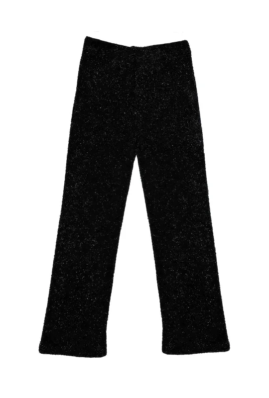 The Charlie Pant - Black Shimmer Knit Formal Wide-Leg Pants