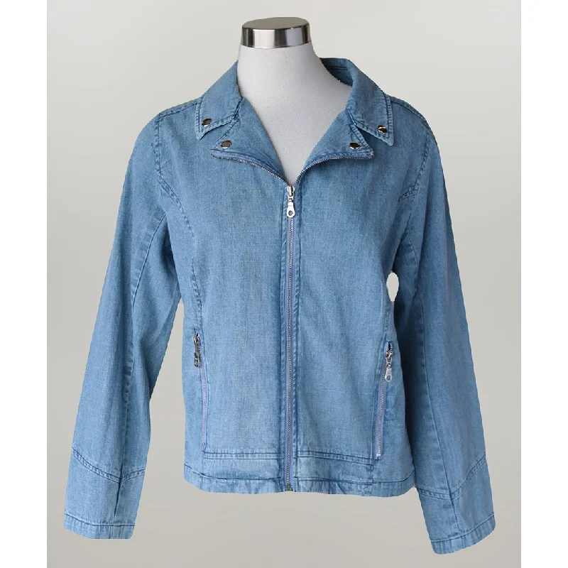 Keren Hart Zip Denim Jacket Hoodie Zip-Up Jacket Button-Up Jacket