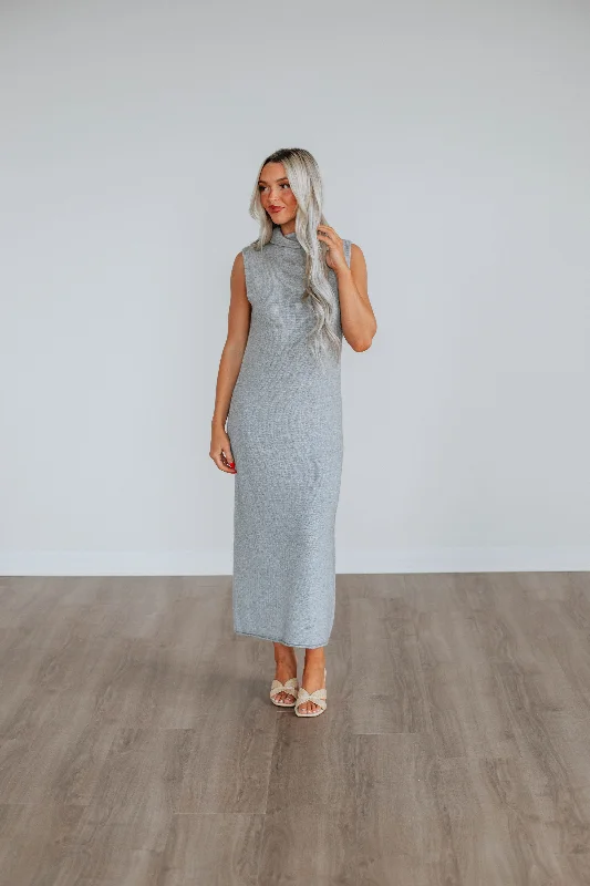 Roxanna Sweater Dress - Heather Grey Fitted Loose Oversized